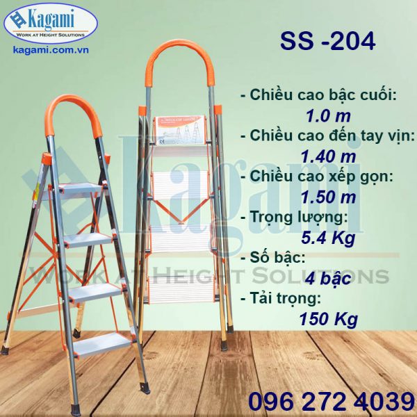 Thông số kỹ thuật Thang nhôm ghế tay vịn 4 bậc 1m Kagami SS -204 Thông số kỹ thuật Thang nhôm ghế tay vịn 4 bậc 1m Kagami SS -204